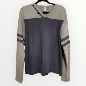 Alternative Apparel Sweatshirt With Cutout V Neck In Blue & Gray Size Large NWOT